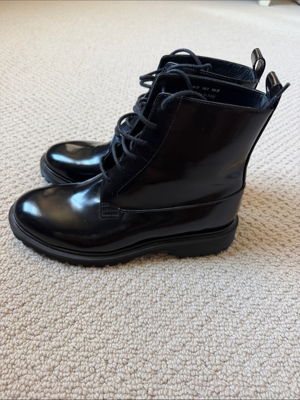 & Other Stories Classic Black Patent Lace-Up Combat Boots - Picture 4 of 8